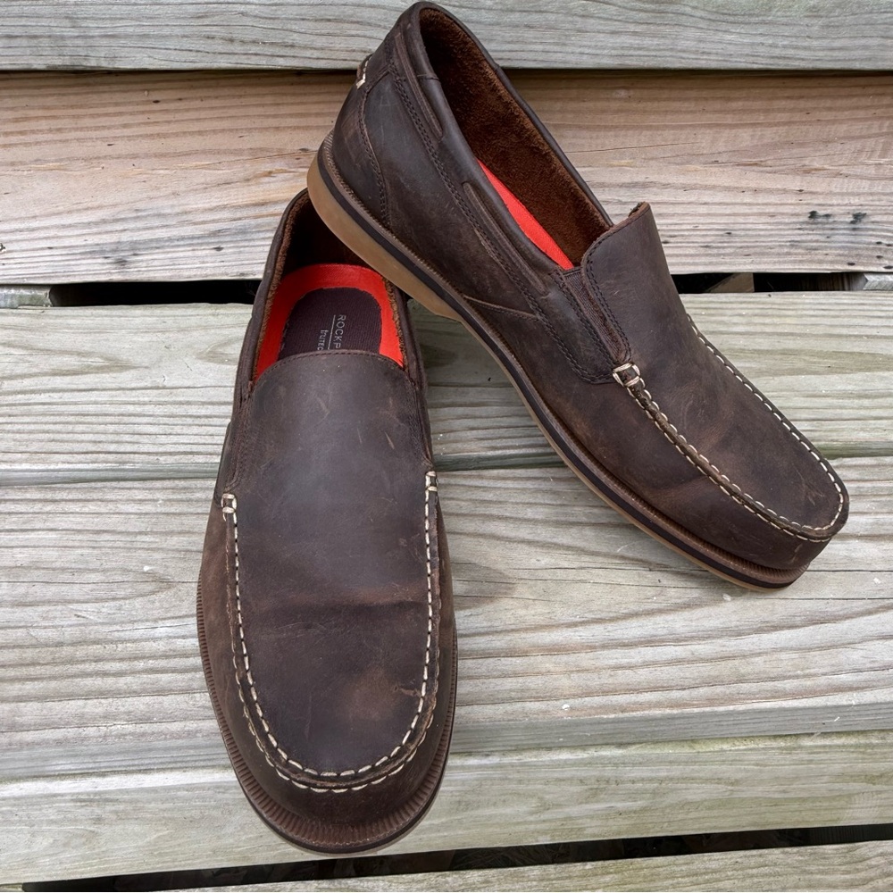 Rockport Southport Venetian Leather Loafer Oat Brown Mens 13 Java Rubber Sole